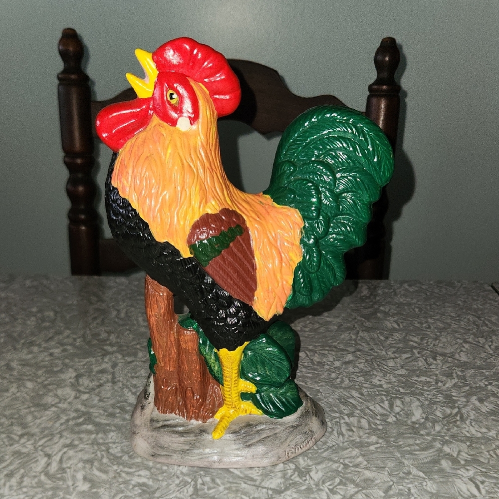 Vibrant Rooster Sculpture